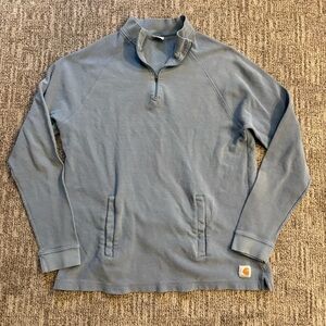 Carhartt men’s Hensley style 1/4 quarter zip shirt size Large, blue gray, pocket